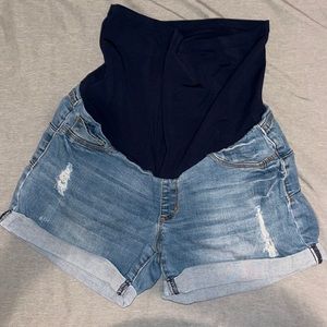 Maternity denim shorts